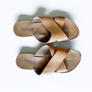 Roolee Natural Tan Slides Criss Cross